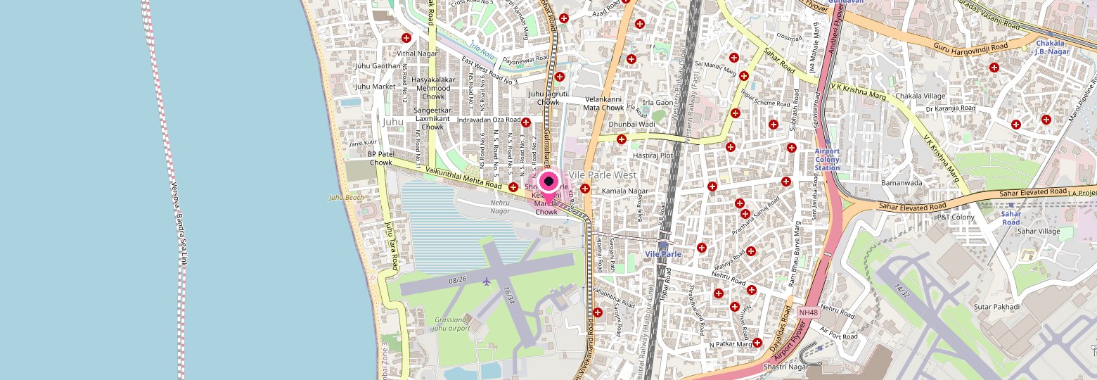 Map of Vile Parle West, Mumbai, with MPSTME marked